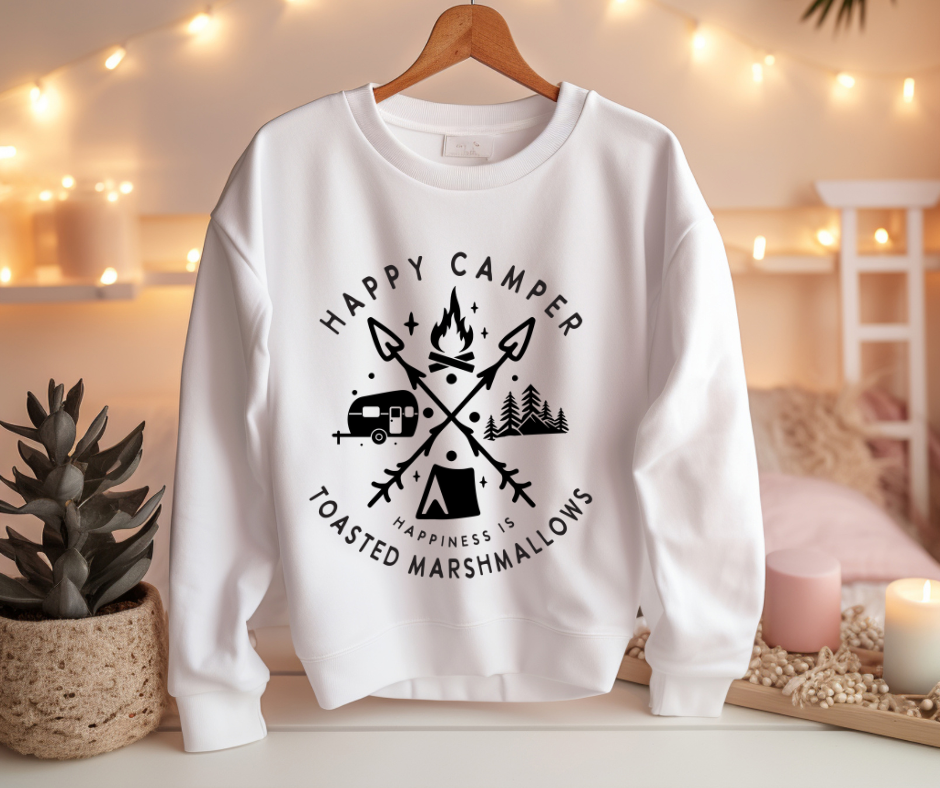 Happy Camper Toasted Marshmallows Crewneck Sweatshirt